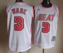 Miami Heat -3 Dwyane Wade White Swingman Throwback Stitched NBA Jersey