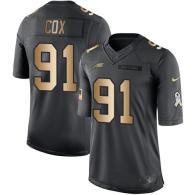 Nike Eagles -91 Fletcher Cox Black Stitched NFL Limited Gold Salute To Service Jersey