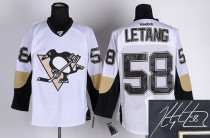 Autographed Pittsburgh Penguins -58 Kris Letang White Stitched NHL Jersey