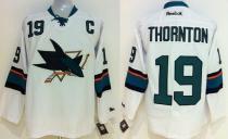 San Jose Sharks -19 Joe Thornton Stitched White NHL Jersey