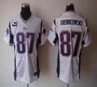 Nike New England Patriots -87 Rob Gronkowski White With C Patch Mens Stitched NFL Elite Jersey