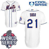 New York Mets -21 Lucas Duda White Cool Base W 2015 World Series Patch Stitched MLB Jersey