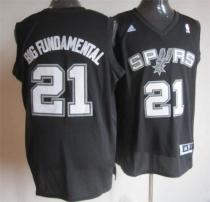 San Antonio Spurs -21 Tim Duncan Black Big Fundamental Stitched NBA Jersey