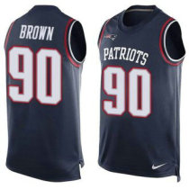 Nike New England Patriots -90 Malcom Brown Navy Blue Team Color Stitched NFL Limited Tank Top Jersey