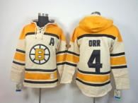 Boston Bruins -4 Bobby Orr Cream Sawyer Hooded Sweatshirt Stitched NHL Jersey