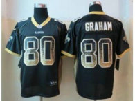 NEW New Orleans Saints -80 Graham Black Jerseys(Drift Fashion Elite)