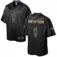 Nike Carolina Panthers -1 Cam Newton Pro Line Black Gold Collection Stitched NFL Game Jersey