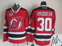 Autographed New Jersey Devils -30 Martin Brodeur Stitched Red NHL Jersey