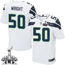 Nike Seattle Seahawks #50 KJ Wright White Super Bowl XLIX Men's Stitched NFL Elite Jersey