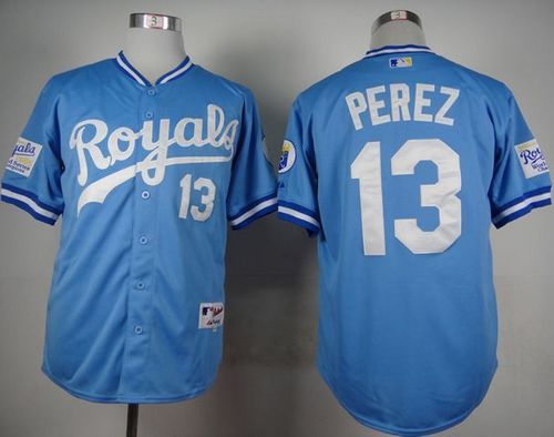 Kansas City Royals -13 Salvador Perez Light Blue 1985 Turn Back The Clock Stitched MLB Jersey
