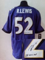 Nike Ravens -52 Ray Lewis Purple Team Color Stitched NFL Elite Autographed Jersey