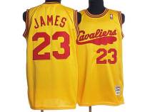 Mitchell and Ness Cleveland Cavaliers -23 LeBron James Yellow Throwback Stitched NBA Jersey