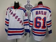 New York Rangers -61 Rick Nash White Road With 2014 Stanley Cup Finals Stitched NHL Jersey