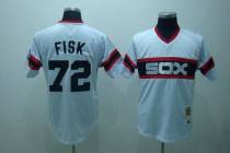 Mitchell and Ness Chicago White Sox -72 Carlton Fisk Stitched White Throwback MLB Jersey