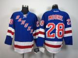 New York Rangers -28 Dominic Moore Blue Home Stitched NHL Jersey