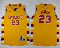 Cleveland Cavaliers #23 LeBron James Gold Hardwood Classics Performance Stitched Youth NBA Jersey
