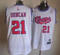 San Antonio Spurs -21 Tim Duncan White ABA Hardwood Classic Stitched NBA Jersey