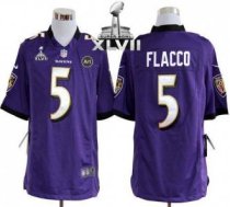 Nike Ravens -5 Joe Flacco Purple Team Color Super Bowl XLVII Stitched NFL Game Jersey