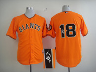Autographed MLB San Francisco Giants #18 Cain Matt Orange Cool Base Stitched Jersey