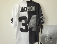 Nike Oakland Raiders #34 Bo Jackson White Black Men's Stitched NFL Autographed Elite Split Jersey