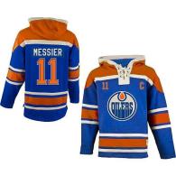 Edmonton Oilers -11 Mark Messier Light Blue Sawyer Hooded Sweatshirt Stitched NHL Jersey
