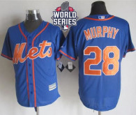 New York Mets -28 Daniel Murphy Blue Alternate Home New Cool Base W 2015 World Series Patch Stitched