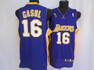 Los Angeles Lakers -16 Pau Gasol Stitched Purple Champion Patch NBA Jersey