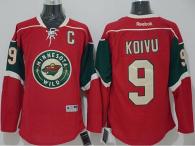 Minnesota Wild -9 Mikko Koivu Stitched Red NHL Jersey