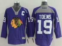 Chicago Blackhawks -19 Jonathan Toews Purple Practice Stitched NHL Jersey