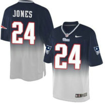 Nike Patriots -24 Cyrus Jones Navy Blue Grey Stitched NFL Elite Fadeaway Fashion Jersey
