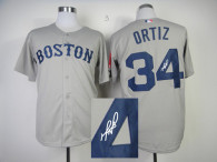 Autographed MLB Boston Red Sox #34 David Ortiz Grey Stitched Jersey