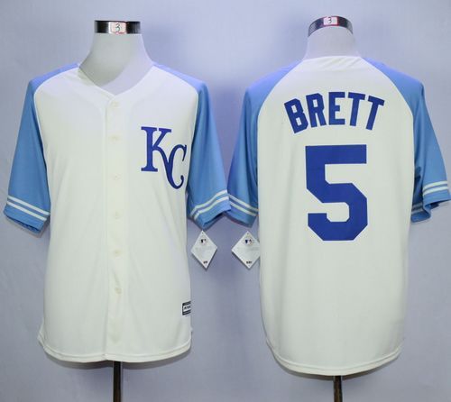 Kansas City Royals -5 George Brett Cream Exclusive Vintage Stitched MLB Jersey