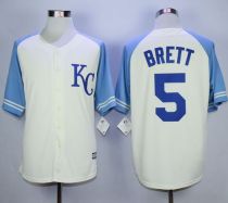 Kansas City Royals -5 George Brett Cream Exclusive Vintage Stitched MLB Jersey