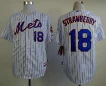 New York Mets -18 Darryl Strawberry White Blue Strip Home Cool Base Stitched MLB Jersey