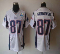 Nike Patriots -87 Rob Gronkowski White With Hall of Fame 50th Patch Stitched NFL Elite Jersey