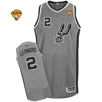 San Antonio Spurs -2 Kawhi Leonard Grey Alternate Finals Patch Stitched NBA Jersey