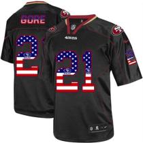 Nike San Francisco 49ers -21 Frank Gore Black Mens Stitched NFL Elite USA Flag Fashion Jersey