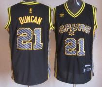 San Antonio Spurs -21 Tim Duncan Black Electricity Fashion Stitched NBA Jersey