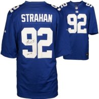 Nike NFL New York Giants #92 Michael Strahan Blue Men's Stitched Elite Autographed Jersey
