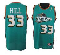 Detroit Pistons -33 Hill Green Throwback Stitched NBA Jersey
