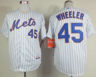 New York Mets -45 Zack Wheeler White Blue Strip Home Cool Base Stitched MLB Jersey