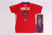 Autographed 2014 NBA All Star Dallas Mavericks -41 Dirk Nowitzki Red Jerseys