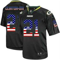Nike Green Bay Packers #21 Ha Ha Clinton-Dix Black Men's Stitched NFL Elite USA Flag Fashion Jersey