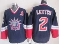 New York Rangers -2 Brian Leetch Navy Blue CCM Statue of Liberty Stitched NHL Jersey
