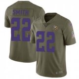Nike Vikings -22 Harrison Smith Olive Stitched NFL Limited 2017 Salute to Service Jersey