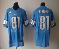 Nike Lions -81 Calvin Johnson Blue Team Color With C Patch Stitched NFL Elite Jersey
