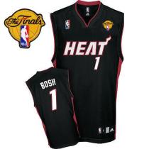 Miami Heat Finals Patch -1 Chris Bosh Black Stitched NBA Jersey