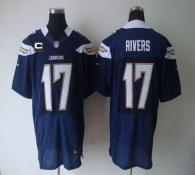 Nike San Diego Chargers #17 Philip Rivers Navy Blue Team Color With C Patch Men’s Stitched NFL Elite
