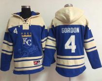 Kansas City Royals -4 Alex Gordon Light Blue Sawyer Hooded Sweatshirt MLB Hoodie