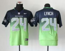 Nike Seattle Seahawks #24 Marshawn Lynch Steel Blue Green Men‘s Stitched NFL Elite Fadeaway Fashion